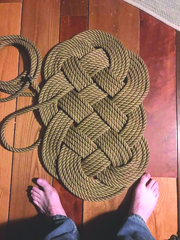 An ocean plait mat for the schooner that Julie made.